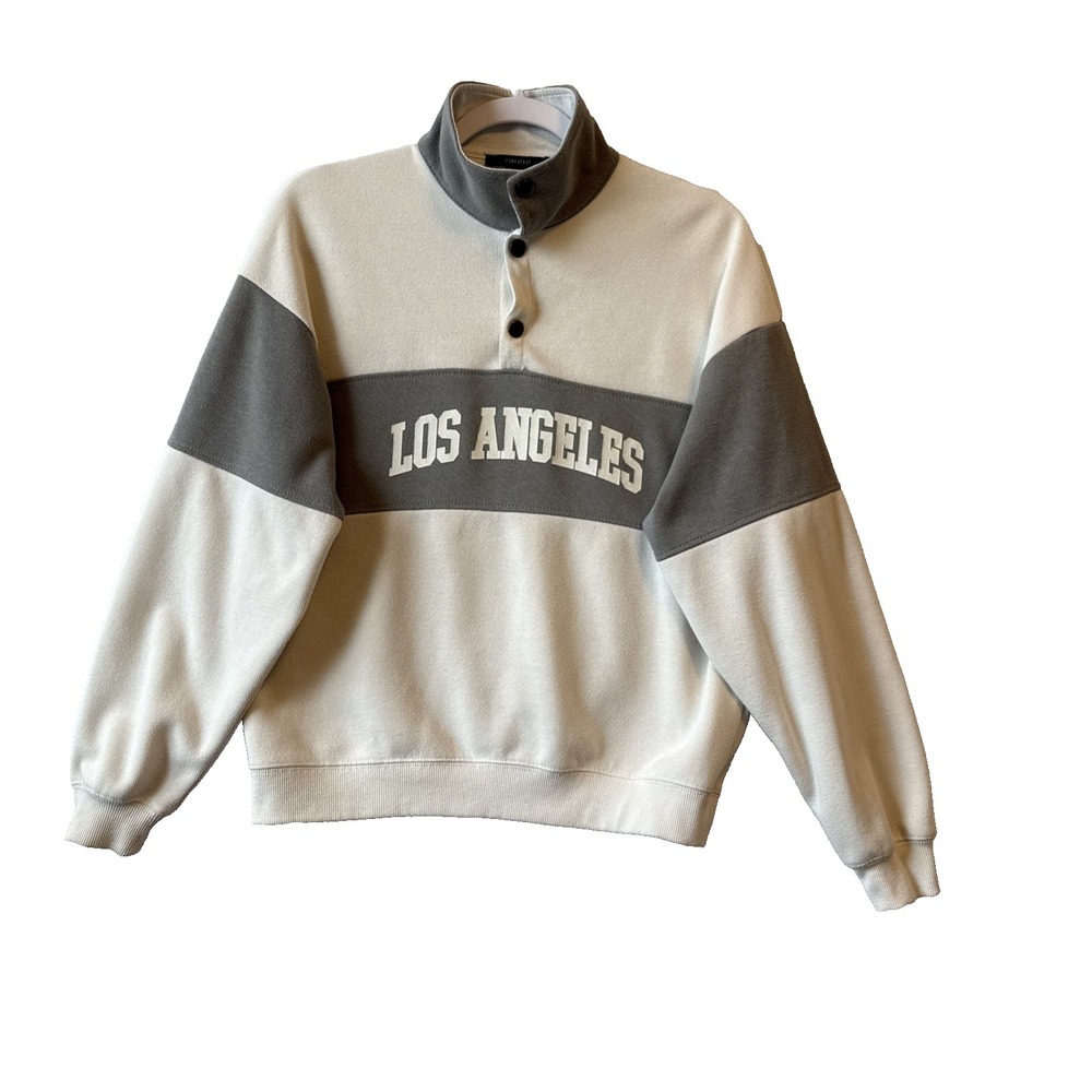Forever 21 Los Angeles Cream Sage Green Graphic Pullover Sweater Women's Small